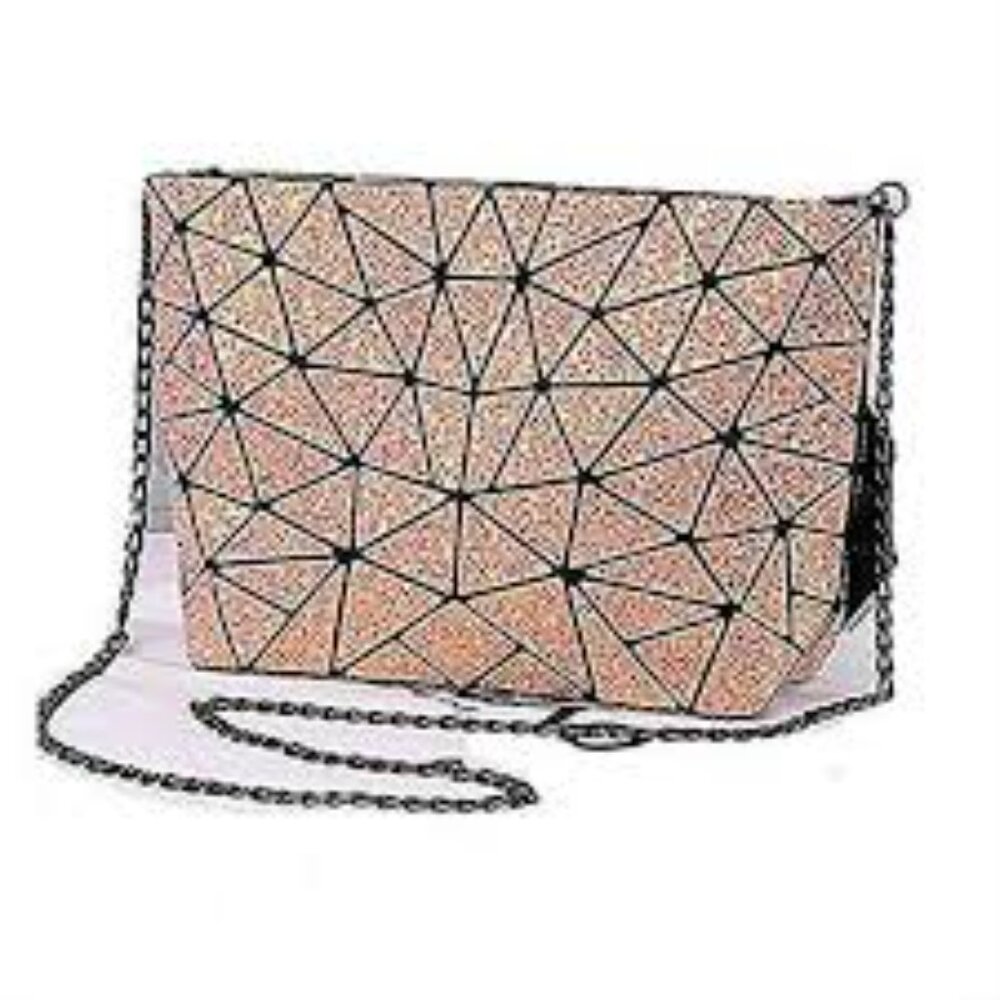 Pink Lattice Luminous Purse Chain Crossbody Clutch - Glamourous